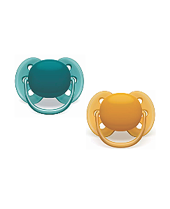 Chupeta Ultra Soft Dupla Verde/Amarelo - 6 a 18 meses - Philips Avent