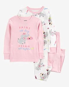 Kit Pijama 4 peças Elefante Rosinha - 2T (2 a 3 anos) - Carter's