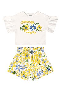 Conjunto Short Floral Amarelo - Tam 6 - Quimby