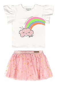 Conjunto Saia Tule Arco Iris - Tam 2 - Quimby