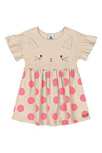Vestido Gatinha Bolinha Rosa - Tam 3 - Quimby