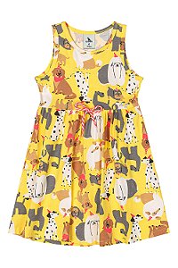 Vestido sem manga Dogs Amarelo - Tam 4 - Quimby