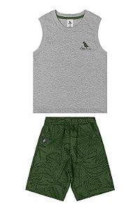 Conjunto Regata Enjoy The Sun Cinza/Verde - Tam 6 - Quimby