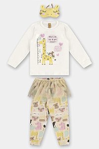 Pijama em Suedine e Tule + Tapa Olhos Girafinha - Tam 1 - Up Baby