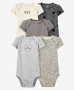 Kit Body 5 peças Flores Preta - 3m (1 a 3 meses) - Carter's