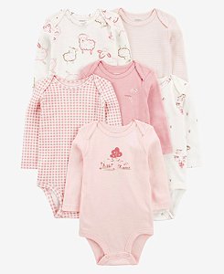 Kit 6 Bodys Farm Rosa - 18m (12 a 18 meses) - Carter's
