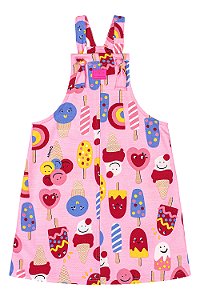 Salopete Sorvete Vermelho/Rosa - Tam 6 - Quimby