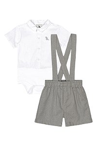 Conjunto Suspensório Branco/Cinza - Tam GG - Quimby