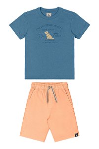 Conjunto Sarja Azul/Laranja - Tam 4 - Quimby