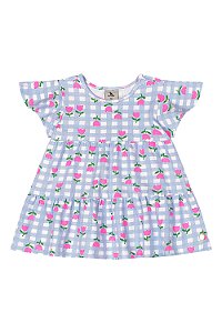 Vestido Quadriculado Azul - Tam G - Quimby