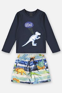 Conjunto UV Short Dino Azul - Tam 2 - Up Baby