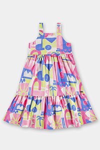 Vestido Estampado Rosa/Azul - Tam 4 - Up Baby
