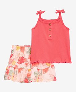 Conjunto Alcinha Floral Rosa - 12m (9 a 12 meses) - Carter's