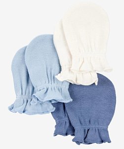 Kit 3 Luvas Azulzinhas - 0 a 3 meses - Carter's