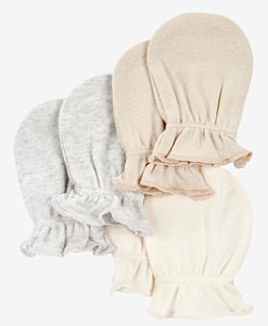 Kit 3 Luvas Neutras - 0 a 3 meses - Carter's