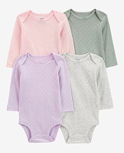 Kit Body 4 peças Pointelle Coração - 9m (6 a 9 meses) - Carter's