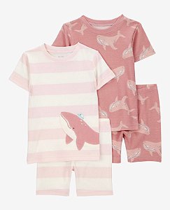 Kit Pijama 4 peças Baleia Rosa - 18m (12 a 18 meses) - Carter's