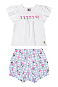 Conjunto Quadriculado Azul - Tam P - Quimby