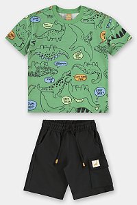 Conjunto Dino Verde/Preto - Tam 2 - Up Baby