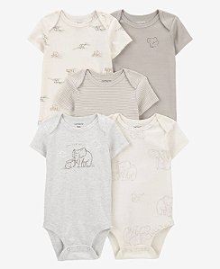 Kit Body 5 peças Elefante Neutro - 18m (12 a 18 meses) - Carter's