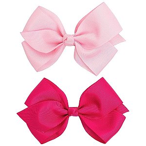 Kit 2 Laços com Presilha Tons de Rosa- Buba