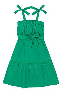 Vestido Tricoline Alcinha Verde Tam 4 - Quimby