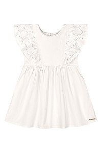 Vestido Alça Babado Laise Off White P - Quimby