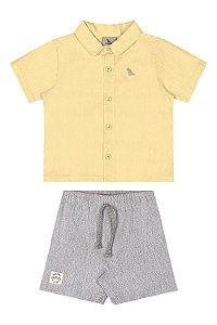 Conj. Camisa Amarela e Bermuda Cinza G - Quimby