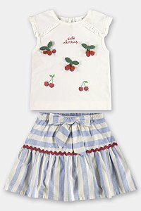 Conjunto Blusa Cereja Saia Listrada Tam 4 - Up Baby