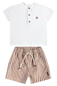 Conjunto Listrado Vermelho G - Up Baby