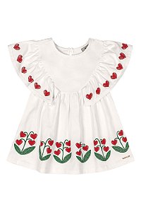 Vestido Branco Manga Coração M - Quimby