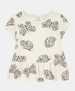 Camiseta Peplum Ivory Borboleta - 3T (3 a 4 anos) - Carter's