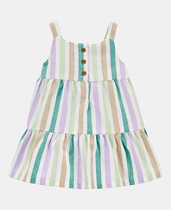 Vestido Listrado Lilás/Verde - 18m (12 a 18 meses) - Carter's