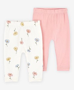 Kit 2 Calças Rosa e Flores - 3m (1 a 3 meses) - Carter's