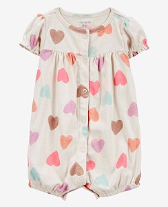 Romper Cinza Corações - 24m (18 a 24 meses) - Carter's