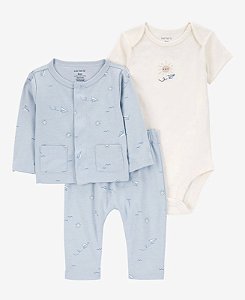 Conjunto 3 peças Avião de Papel - 6m (3 a 6 meses) - Carter's
