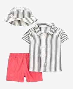 Conj Camisa Botão + Chapéu - 3m (1 a 3 meses) - Carter's