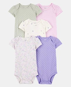 Kit Body Bolinhas Rosa/Lilás - 3m (1 a 3 meses) - Carter's