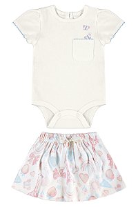Conjunto Saia Body Branco Borboleta - Tam GG - Up Baby