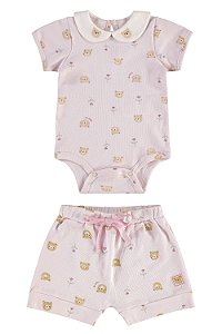 Conjunto Body Gola Ursinho Rosa - Tam GG - Up Baby