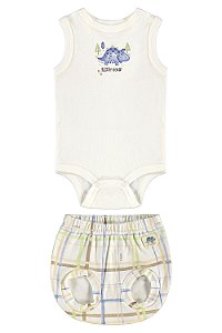 Conjunto Body Regata Branco Dino - Tam RN - Up Baby