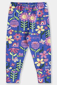 Calça Azul Flores - Tam P - Up Baby