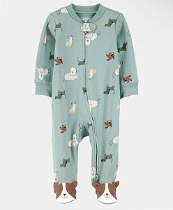 Pijama Verde Cachorro - 3m (1 a 3 meses) - Carter's