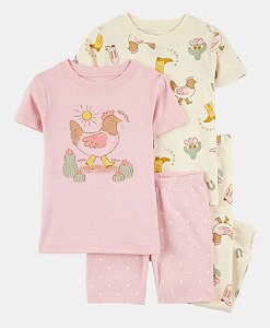 Kit Pijama 4 peças Galinha - 2T (2 a 3 anos) - Carter's
