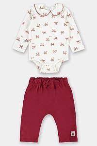 Conjunto Body Calça Laço Vermelho - Tam P - Up Baby