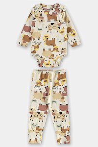 Conjunto Body e Calça Fazenda Marrom - Tam P - Up Baby