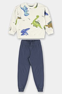 Conjunto Blusão Dino Branco Verde/Azul - Tam 4 - Up Baby