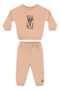 Conjunto Blusão Moletom Caqui Latte - Tam M - Quimby