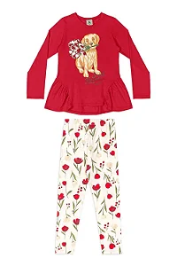 Conjunto Blusa Sweet Flowers Vermelho - Tam 6 - Quimby