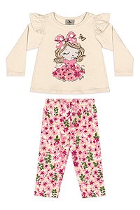 Conjunto Blusa Menina Floral Rosa - Tam 1 - Quimby